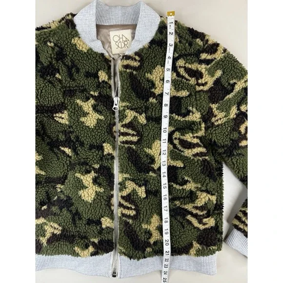 Chaser Camo Faux Fur Teddy Bomber Jacket Women's S Zip Up Sherpa Cozy - Picture 3 of 8